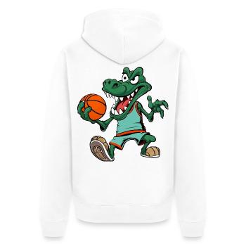 Basketballer Krokodil - Unisex Premium Bio Zip Hoodie - Weiß - Hinten - Thijin (182cm)
