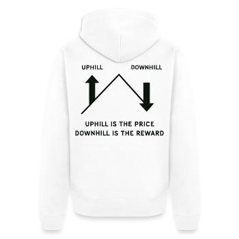 Gravity MTB: Uphill Is the Price, Downhill Reward - Unisex Premium Organic Zip Hoodie - white - Back - Thijin (182cm)