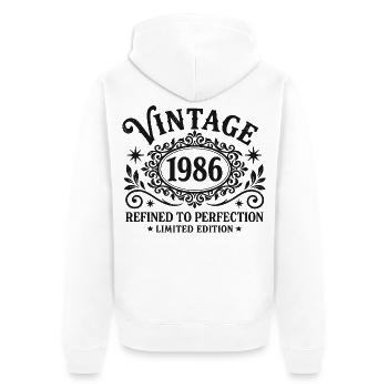 Vintage 1986 Refined To Perfection Birthday - Unisex Premium Organic Zip Hoodie - white - Back - Thijin (182cm)
