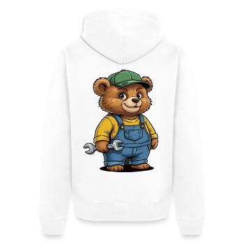 Mechanic Bär Schrauber Werkstatt - Unisex Premium Organic Zip Hoodie - white - Back - Thijin (182cm)