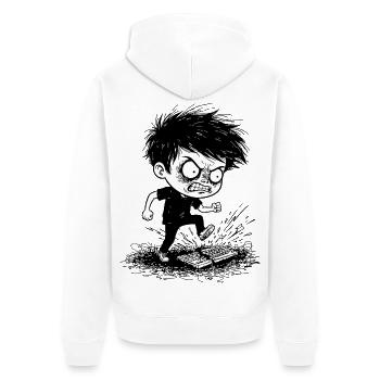 Gamer Colère Clavier Brisé Manga Noir Blan - Veste à capuche bio Premium Unisexe - blanc - Dos - Thijin (182cm)