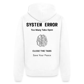 System Error Backprint – Aesthetic Mental Health - Unisex Premium Bio Zip Hoodie - Weiß - Hinten - Thijin (182cm)
