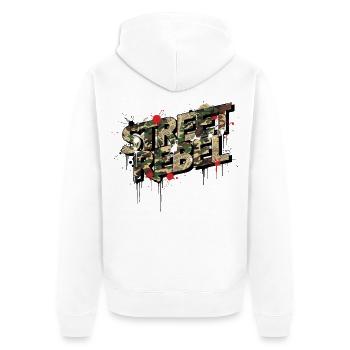 Street Rebel Camouflage Graffiti Statement - Unisex Premium Bio Zip Hoodie - Weiß - Hinten - Thijin (182cm)