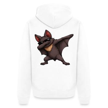 Dabbing Fledermaus - Unisex Premium Bio Zip Hoodie - Weiß - Hinten - Thijin (182cm)