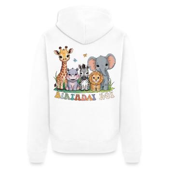 Fête d’anniversaire Garçon Animaux Fête au zoo Jungle Anniversaire - Veste à capuche bio Premium Unisexe - blanc - Dos - Thijin (182cm)