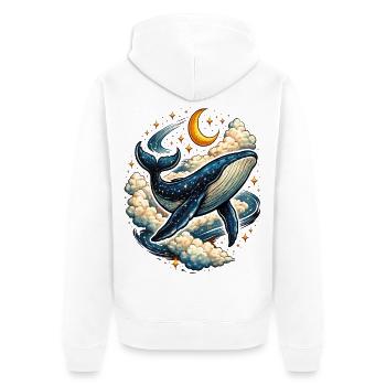 Himmlischer Wal in den Wolken - Unisex Premium Bio Zip Hoodie - Weiß - Hinten - Thijin (182cm)