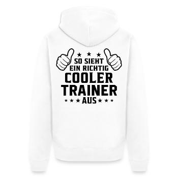 So sieht ein cooler Trainer aus - Unisex Premium Bio Zip Hoodie - Weiß - Hinten - Thijin (182cm)