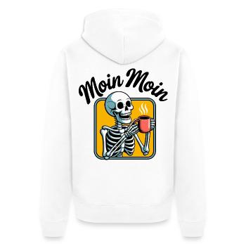 Erst Kaffee Skelett - Unisex Premium Bio Zip Hoodie - Weiß - Hinten - Thijin (182cm)