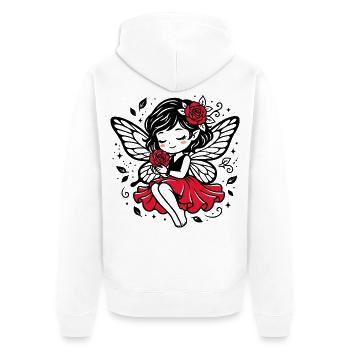 Rose Wings Fairy in Red Dress - Unisex Premium Organic Zip Hoodie - white - Back - Thijin (182cm)
