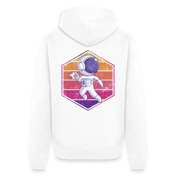 Handball Astronaut - Unisex Premium Organic Zip Hoodie - white - Back - Thijin (182cm)