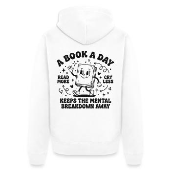 Book Lover Design – A Book a Day - Unisex Premium Organic Zip Hoodie - white - Back - Thijin (182cm)