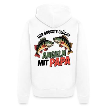 Angeln mit Papa - Unisex Premium Bio Zip Hoodie - Weiß - Hinten - Thijin (182cm)
