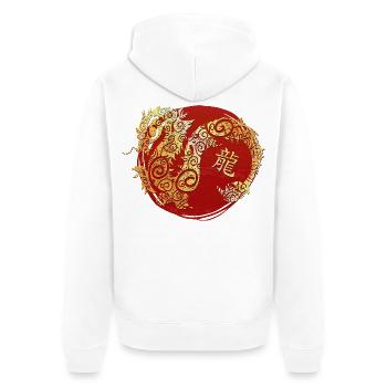 Drache Chinesisches Tierkreiszeichen Horoskop - Unisex Premium Bio Zip Hoodie - Weiß - Hinten - Thijin (182cm)