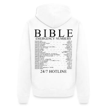 T-shirt Bible Emergency Numbers - Veste à capuche bio Premium Unisexe - blanc - Dos - Thijin (182cm)