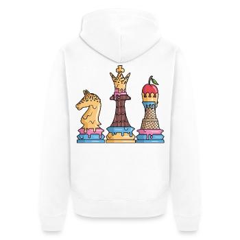 Schachfiguren Eiscreme Schachspiel Kinder Schach - Unisex Premium Organic Zip Hoodie - white - Back - Thijin (182cm)