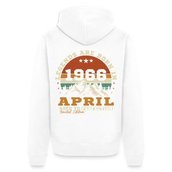 April 1966 Vintage-Geburtstagsgeschenk - Unisex Premium Bio Zip Hoodie - Weiß - Hinten - Thijin (182cm)