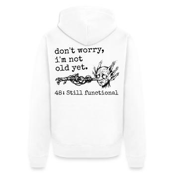48th Birthday - 48th Anniversary Humor Gift - Unisex Premium Organic Zip Hoodie - white - Back - Thijin (182cm)