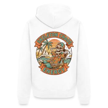 Skeleton Chaos Energy Retro Strand Grafik - Unisex Premium Bio Zip Hoodie - Weiß - Hinten - Thijin (182cm)
