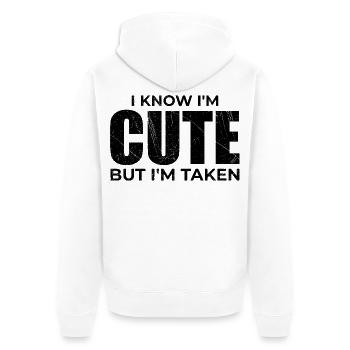Mignon mais déjà pris - Humour Couple Engagé - Veste à capuche bio Premium Unisexe - blanc - Dos - Thijin (182cm)