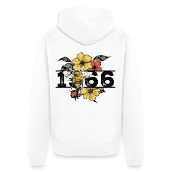 Vintage 1966 - Unisex Premium Bio Zip Hoodie - Weiß - Hinten - Thijin (182cm)