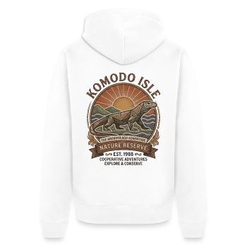 Komodo Dragon Adventure - Indonesia Vintage - Unisex Premium Organic Zip Hoodie - white - Back - Thijin (182cm)