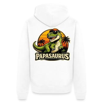 Déclaration sur Papasaurus Retro Dino pour la fête des pères - Veste à capuche bio Premium Unisexe - blanc - Dos - Thijin (182cm)