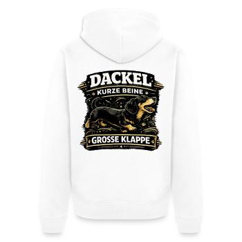 Dackel kurze Beine große Klappe Vintage - Unisex Premium Bio Zip Hoodie - Weiß - Hinten - Thijin (182cm)