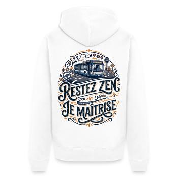 Chauffeur de bus conducteur conductrice de bus car - Veste à capuche bio Premium Unisexe - blanc - Dos - Thijin (182cm)