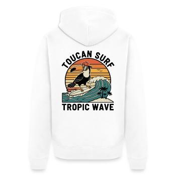 Toucan Surf Tropic Wave Ocean Vibes - Unisex Premium Bio Zip Hoodie - Weiß - Hinten - Thijin (182cm)