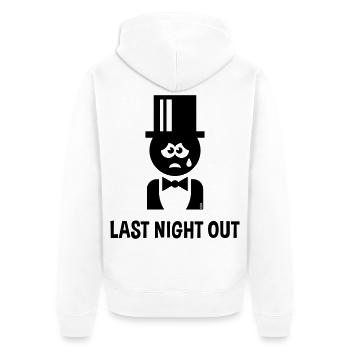 Bräutigam – Last Night Out (JGA / Polterabend / B) - Unisex Premium Organic Zip Hoodie - white - Back - Thijin (182cm)