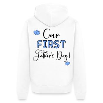 Erster Vatertags-Baby - Unisex Premium Bio Zip Hoodie - Weiß - Hinten - Thijin (182cm)
