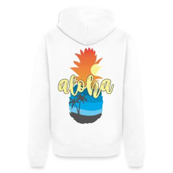 Aloha Sunset Pineapple – Hawaii Beach Vibes - Unisex Premium Organic Zip Hoodie - white - Back - Thijin (182cm)