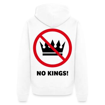 Keine Könige! (Protestdesign / POS 2C) - Unisex Premium Bio Zip Hoodie - Weiß - Hinten - Thijin (182cm)