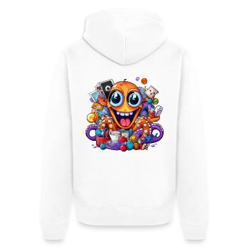 Lustiger Loot-Octopus voller Schätze - Unisex Premium Bio Zip Hoodie - Weiß - Hinten - Thijin (182cm)