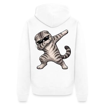 Dabbing Scottish Fold - Unisex Premium Bio Zip Hoodie - Weiß - Hinten - Thijin (182cm)