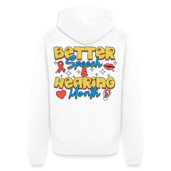 SLP Besseres Bewusstsein für Sprach- und Hörbewusstsein - Unisex Premium Bio Zip Hoodie - Weiß - Hinten - Thijin (182cm)