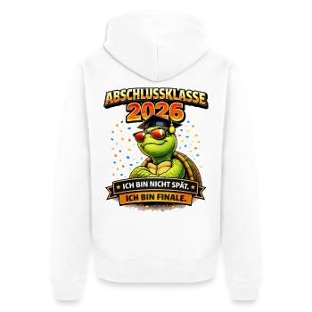 Abschlussklasse 2026 Schildkröte | Schulabgänger - Unisex Premium Bio Zip Hoodie - Weiß - Hinten - Thijin (182cm)
