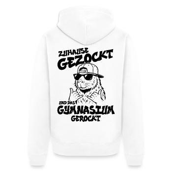 Zuhause gezockt Gymnasium gerockt Capybara Abitur - Unisex Premium Bio Zip Hoodie - Weiß - Hinten - Thijin (182cm)