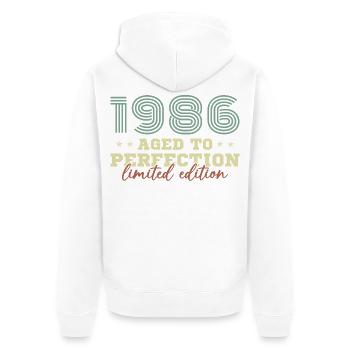 1986 Vintage Retro Geburtstagsgeschenk - Unisex Premium Bio Zip Hoodie - Weiß - Hinten - Thijin (182cm)