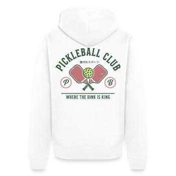 Pickleball-Club, wo der Dink König ist, lustig - Unisex Premium Bio Zip Hoodie - Weiß - Hinten - Thijin (182cm)