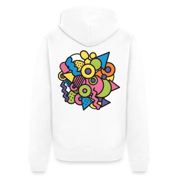 Colorful Memphis Shapes Retro Pop Art Design 90s - Unisex Premium Organic Zip Hoodie - white - Back - Thijin (182cm)