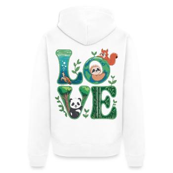 T-shirt Nature Love avec paresseux panda - Veste à capuche bio Premium Unisexe - blanc - Dos - Thijin (182cm)