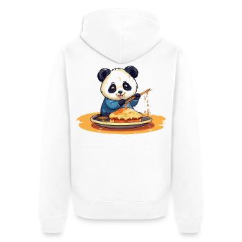 Panda kocht Pfannkuchen - Unisex Premium Bio Zip Hoodie - Weiß - Hinten - Thijin (182cm)