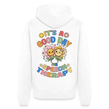 SLP It's A Good Day For Speech Therapy - Unisex Premium Organic Zip Hoodie - white - Back - Thijin (182cm)