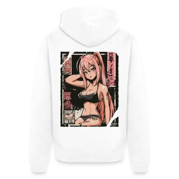 Pink Haired Neon Pin-Up - Unisex Premium Organic Zip Hoodie - white - Back - Thijin (182cm)