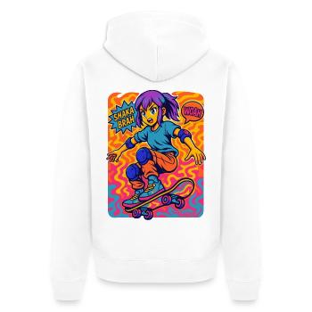 Shaka Brah Skater Pop Art - Unisex Premium Bio Zip Hoodie - Weiß - Hinten - Thijin (182cm)