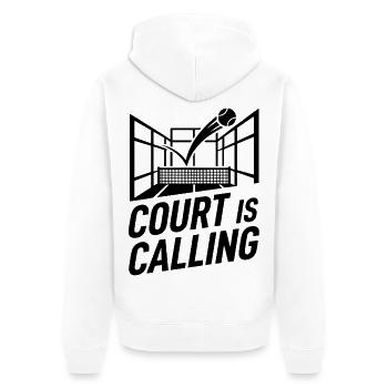 Court is Calling Padel Tennis Lifestyle Sport - Unisex Premium Organic Zip Hoodie - white - Back - Thijin (182cm)