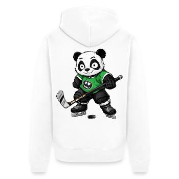 Eishockeyspieler Panda - Unisex Premium Bio Zip Hoodie - Weiß - Hinten - Thijin (182cm)