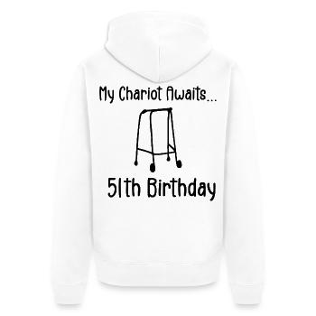 51. Geburtstagsparty Lustiger 51-jähriger Geburtstag - Unisex Premium Bio Zip Hoodie - Weiß - Hinten - Thijin (182cm)
