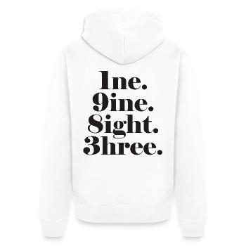 Millésime 1983 - Veste à capuche bio Premium Unisexe - blanc - Dos - Thijin (182cm)